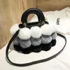 Kvällspåsar Hisely Winter Faux päls lyxiga damer Söt tygväska kvinnor designer handväska hår boll axel messenger bolsos mujer