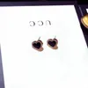 925 Sterling Silver Heart Stud Earrings for Women 18K Rose Gold Shining Crystal Ear Rings Jewelry for Party 496