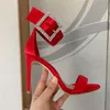 Luxus Designer Schuhe Seiden echte Ledersandalen Super High Heels Kristallpumpen Knöchelriemen Zapatillas Mujer