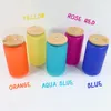 Sublimation Cold Water Color Change Glass With Wooden Lid 16oz DIY Heat Transfer Wine Tumblers 6colors Drinking Beer Cups A12