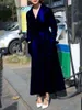 Women's Leather Coat Solid Color Lapel Pocket Coat 5Xl Super Long Mesh Pu Suit Collar Coat Fall 2021 Women Clothing L220728