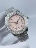 Relógios Women Designer automático Iced Out Watch Mechanical Movement Diamond Wristwatch Data Roleman Designer Relojes Montre Jubilee Bracelect