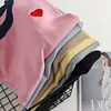 GIGOGOU Frühling Sommer Gestrickte Halbe Hülse T Shirt Oansatz Lose Beiläufige Top Mode Stickerei Damen T-Shirt 220402