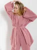 2022 New Women's Nightgown Robe Pajama Sets Flare Nightgown Trouser Suits Drop Sleeves Set 100% Cotton Woman 2 Pieces Bathrobe T220729