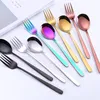 Korean Stainless Steel Dinner Fork Spoon Bulk 5 Colors