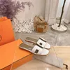 2022 latest women's slippers and sandals classic metal buckle 2 cm heel leather material US 34-42