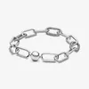 100% 925 Sterling Silver Link Chain Chain Bracelet Fit Pandora Perles Charms pour femmes Cadeau avec boîte originale Designer de luxe Bijoux Bijoux Coeur Coeur T-Chars Bangle