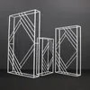 Creative Wedding Backdrop Decoration Wrought Iron Geometric Square Frame Party Stage Background Stand White and Gold