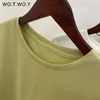 WOTWOY Casual Meia Manga Oversized T-Shirt Summer Cotton Loose Long Tee Shirt Feminino Básico Malha Tops Harajuku 220328