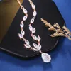 Hänge halsband huitan mode lyxig stor päronform kubik zirkon halsband kvinnor bröllop engagemang party ädla juvelrypendant halsband