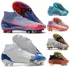 2022 zapatos de fútbol masculino Vapores Mercurial XIV 14 Elite FG High tacos CR7 Ronaldo Impulso de cuero al aire libre Botas de fútbol de accesorios de punto de punto EUR39-45