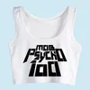 دبابات المرأة Camis Boho Crop Top Mob Psycho 100 Basic Vintage Print Sexy Streetwear Tops Blusas Mujer de Moda 2022 Verano Gym Tank