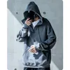 Automne Hiver Unisexe Ruban Coton Sweats À Capuche Vêtements Pour Hommes Harajuku streetwear Sweat à capuche surdimensionné Hiphop Demi-fermeture à glissière en vrac L220816