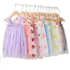 Flower Embroidery Girls Dress Summer Baby Sling Tulle Pettskirt Sweet Lace Kid Princess Dresses Party Vestidos Para Clothes 1-6T 220422