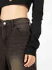Kvinnor jeans hög midja vintage rak baggy denim byxor y2k streetwear amerikansk stil mode hip hop breda rör byxor nya l220726