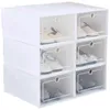 PP Clear Multicolor Shoe Boxes Foldable Storage Transparent Organizer Stackable Display Superimposed Combination Dustproof Shoes Containers Cabinet