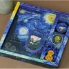 Notizbücher 2022 Kreative Fantasitc-Vintage-Kunst-Thema coole Sterne Nacht Tagebuch Set PU-Leder Notebook + Washi Tape + Brosche Geschenk