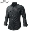 UAICESTAR marque 100% coton Slim hommes chemises printemps simple boutonnage Cargo automne mode décontracté 's 220322