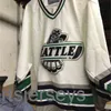 CeUf Seattle Thunderbirds weiß bule grün HERREN-Hockey-Trikot mit Stickerei und Nähten. Passen Sie eine beliebige Nummer und einen beliebigen Namen an