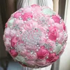 装飾的な花の花輪1pc/lotゴールドブライダルウェディングブーケサテンローズローズsaledecorative