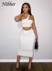 Nibber Two Piece Set's Womens Outfits Female Sexig Solid Color Oneshoulder Small Vest Slimfitting Hip Skirt Suit Summer 220602