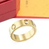 Розовое золото из нержавеющей стали Кристалл обручальное кольцо Женщина Ювелирные Изделия Дизайнер Любовь Кольца Мужчины Обечивать Титановое кольцо для Женщин Женщины Высокое Качество 6Diamond Кольца AAA + CAR1238