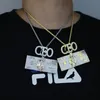 Kedjor Rock Punk Iced Out Bling 5A Cubic Zirconia Cz Paved Initial VD Pengar Hänge Halsband HipHop Coola Smycken För Män BoyChains