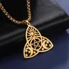 Hänge halsband dawapara triquetra trippelmåne gudinna halsband wiccan pentagram rostfritt stål religiös amulett smycken för kvinnor som är kvinnor