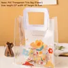 Clear Cute Bear Flower PVC Gift Bags With Handles Reusable PVC White Plastic for Gifts Bags Boutiques Birthday Parties Bags MJ0605