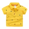 Summer Children s Clothing Baby Candy Color Turn Down Collar Cartoon Character Kids Boy Car Short Sleeve Cotton T Shirt 220620