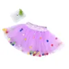 Mode enfants filles maille jupes princesse assez coloré pompon mini jupes enfants fille dentelle Faldas vêtements de danse