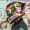 Мотоциклетные шлемы Racing Helme Man Women Casco Cascote Fult Face Motorcross Double Lens с рогом личности