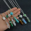 Bullet Natural Stone Healing Halsband Pendant Tiger Eye Turquoise Aventurine Crystal Stone Quartz Hexagonal Necklace For Women Men Fashion Jewelry Gift