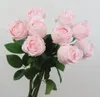 Rose Single Branch Super Realistic Faux Floral Hand Fuktgivande Rosor Imitation Fake Blomma Vardagsrum Matbord Sovrum Blommor Art