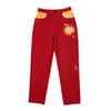 Damskie Dorywczo Słońce Drukuj Proste Spodnie Czerwone Streetwear Długie Spodnie Harem Dla Kobiet Wysoka Talia Ladies Vintage 220325