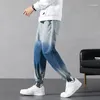 Jeans masculinos preto indigo solto hip hop baggy homens 90s patinástica alta rua gradiente cor pants perna reta para homem 2022 m-3xl1