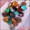Fancy Heart Natural Stone Gemstone Pendants High Polished Loose Beads Sier Plated Hook Fit Bracelets And Necklace Drop Delivery 2021 Arts C