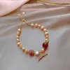 Beaded Strands Korea Fashion Jewelry High Quality Natural Freshwater Pearl Stone Bracelet Micro Inlay Fishtail Adjustable For WomenBeaded La