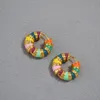 Brincos de verão nicho retrô na moda garanhão colorido esmalte gota círculo brincos moda simples feminina para todos os jogos joias presente