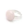 Bague en pierre naturelle 12mm améthyste opale rose cristal Chakra ouvert bague en acier inoxydable pour les femmes bijoux