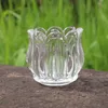 Bougeoir en verre de fleur en tulipe Décoration de mariage en verre cristallin 2,5 pouces de haut et calibre