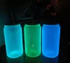 Petit paquet 12pcs Sublimation Glow Verre à bière Gobelet 16 oz Bouteille à boire givrée avec couvercle en bambou Paille en plastique DIY Tasses à café Entrepôt américain B6