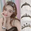 Pinces à cheveux Barrettes Baroque Rétro Noir De Luxe Cristal De Mariée Diadèmes Couronnes Princesse Reine Pageant Prom Strass Voile Tiara De Mariage Acc