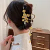 Fashion Ginkgo lämnar hårklippklämmor Vintage Metal Ponytail Claw Women Banquet Metal Hair Jewelry Accessori For Girl