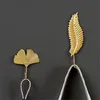 Kancalar Raylar Dekoratif Yaprak Hook Deliksiz Tieyi Tek Altın Lüks Yaratıcı Depolama Anahtar Tutucu Duvar Dec Nordic Stylerhooks