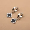 Popular Clover Charm Earring Gold Stainless Steel Huggie Earrings5295906