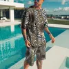 Summer Men's 2 Piece Set Trend Fashion Man T Shirt Beach Shorts Suit 3D Print O-Neck Top Tracksuit Male Clothing Streetwear 220708