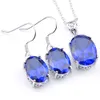 Luckyshine Vacances Cadeau Ellipse Coloré Mystique Topaze Gemmes 925 Colliers En Argent Cristal Zircon Pendentif Boucles D'oreilles Ensembles De Bijoux Hypoallergéniques