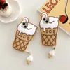 New Style Cute Summer Ice Cream Duck Phone Case لـ iPhone 13Promax 12 11 7/8p XR Shell