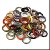 Bandringe Schmuck 4-6mm Unisex Natürlicher Mineralring Mticolor Schwarz Grün Rot Achat Kreis Edelstein Stein Finger Charms Dhgro